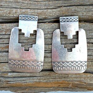 Vintage Southwestern Stamp Decorated Pierced Post Earrings